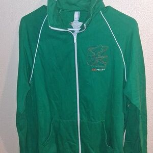 Women's American Apparel Art Prize Long Sleeve Full Zip Jacket Green White M
